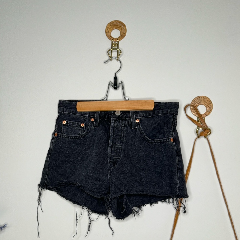 Levi 501 black jean shorts